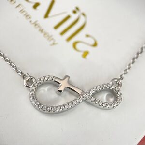 0.16ctw Moissanite Infinite Love With Cross Necklace S925 with 18K Gold Plated